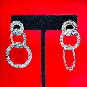Bling Alert!  Textured Sterling Three Ring Earrings